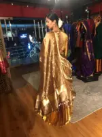 Molten Gold Tissue Silk Half Saree Set with Tissue Silk Dupatta (Set of 3) - Image 4