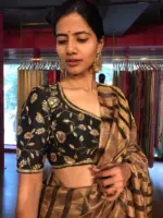 Black Silk Blouse With Hand Embroidery