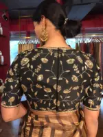 Black Silk Blouse With Hand Embroidery - Image 2