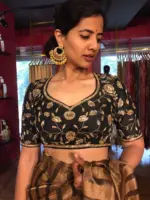 Black Silk Blouse With Hand Embroidery - Image 3