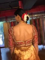 Maroon Embroidered Silk Blouse - Image 3