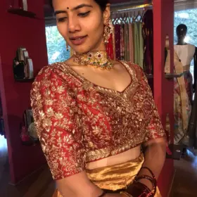 Maroon Embroidered Silk Blouse