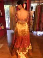 Ombre Gold Tissue Silk Lehenga Set of 2 - Image 5