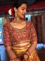 Ombre Gold Tissue Silk Lehenga Set of 2