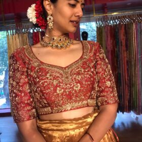 Ombre Gold Tissue Silk Lehenga Set of 2