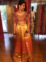 Ombre Gold Tissue Silk Lehenga Set of 2 - Image 2