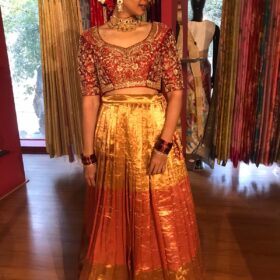 Ombre Gold Tissue Lehenga Skirt