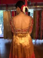 Ombre Gold Tissue Silk Lehenga Set of 2 - Image 4
