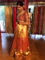 Ombre Gold Tissue Silk Lehenga Set of 2 - Image 3