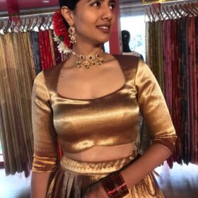 Molten Gold Silk Lehenga (Set of 2)