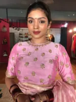 Pastel Pink Embroidered Silk Blouse
