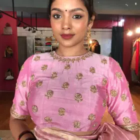 Pastel Pink Embroidered Silk Blouse