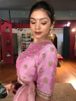 Pastel Pink Embroidered Silk Blouse - Image 2