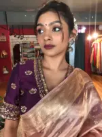 Light Pink Handwoven Tissue Silk Saree with Kadhwa Zari Motifs