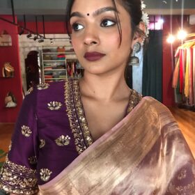 Light Pink Handwoven Tissue Silk Saree with Kadhwa Zari Motifs