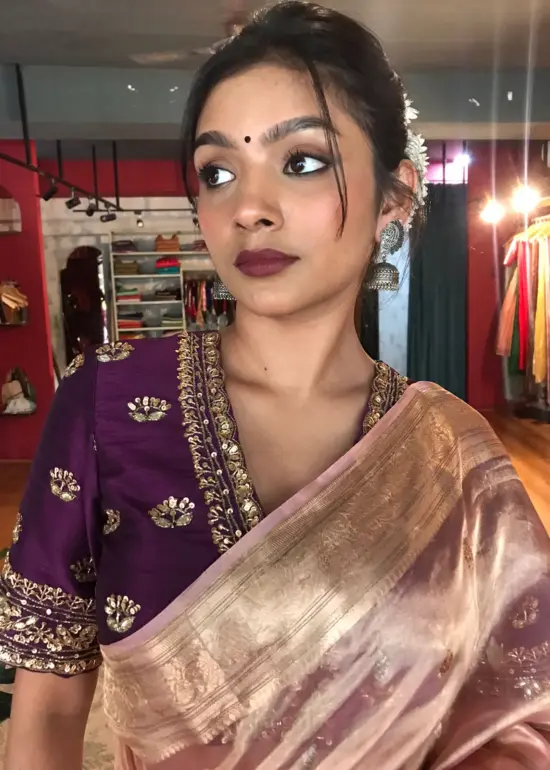 Light Pink Handwoven Tissue Silk Saree with Kadhwa Zari Motifs