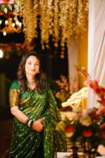 Bottle Green Silk Half Saree Set with Tissue Silk Dupatta (Set of 3) - Image 7