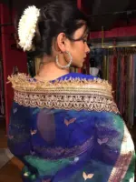 Peacock Dual Tone Tissue Silk Saree with Buttis and Gota Detailing - Image 3