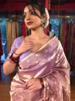 Lilac Dual Tone Tissue Silk Saree with Gold Zari Buttis