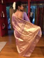 Lilac Dual Tone Tissue Silk Saree with Gold Zari Buttis - Image 6