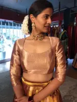 Metallic Gold Silk Lehenga ( Set of 2 ) - Image 5