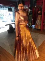 Metallic Gold Silk Lehenga ( Set of 2 ) - Image 4