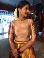 Metallic Gold Silk Lehenga ( Set of 2 ) - Image 2