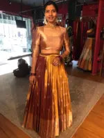 Metallic Gold Silk Lehenga ( Set of 2 )