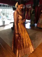 Metallic Gold Silk Lehenga ( Set of 2 ) - Image 3