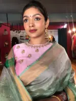 Sea Green Tissue Silk Saree with Sequins Embroidery
