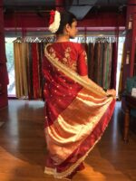 Maroon Tissue Silk Saree with Zari Buttis and Gota Detailing - Image 6
