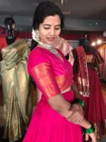 Pink Silk Lehenga (Set of 2) - Image 5