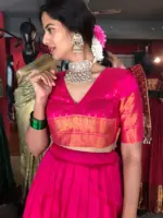 Pink Silk Lehenga (Set of 2)