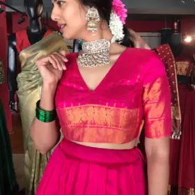 Pink Silk Lehenga (Set of 2)