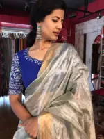 Pista Green Tissue Silk Saree with Sequins Embroidery