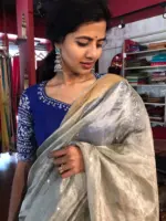 Pista Green Tissue Silk Saree with Sequins Embroidery - Image 4