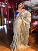 Pista Green Tissue Silk Saree with Sequins Embroidery - Image 2