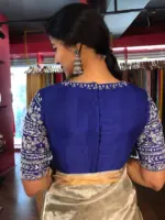 Blue Hand Embroidered Blouse - Image 3