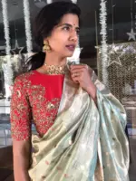 Pista Green Handwoven Tissue Silk Saree with Kadhwa Motifs