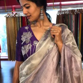 Ombre Lilac Tissue Silk Saree