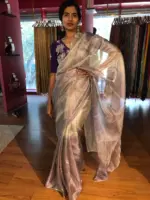 Ombre Lilac Tissue Silk Saree - Image 4