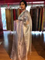 Ombre Lilac Tissue Silk Saree - Image 5