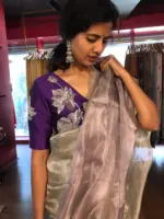 Ombre Lilac Tissue Silk Saree - Image 3