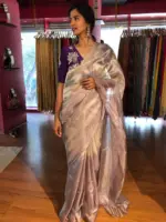 Ombre Lilac Tissue Silk Saree - Image 2