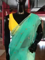 Blue Chiffon Silk Saree with Mirror work