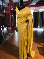 Mustard Yellow Tissue Silk Saree - Image 8