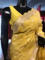 Mustard Yellow Tissue Silk Saree - Image 6