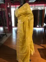 Mustard Yellow Tissue Silk Saree - Image 4