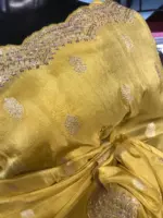 Mustard Yellow Tissue Silk Saree - Image 2