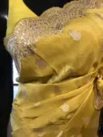 Mustard Yellow Tissue Silk Saree
